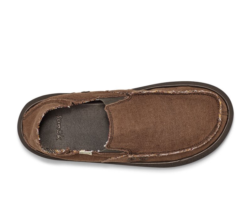 Sanuk Vagabond Soft Top Hemp Collapsible Heel Men's Sidewalk Surfers Brown | Canada 216TCE